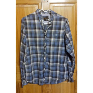 Ben Sherman Shirt Mens Medium Blue Plaid Casual Button Up Long Sleeve